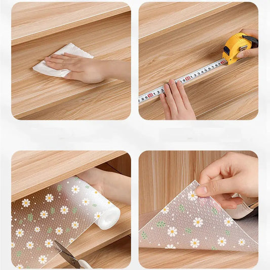 1 Roll of Daisy Eva Shelf Liner for Kitchen Cabinets Lining Lining Non-adhesive Anti-slip Cabinet Lining Waterproof and Oil-proo upscaleclicks