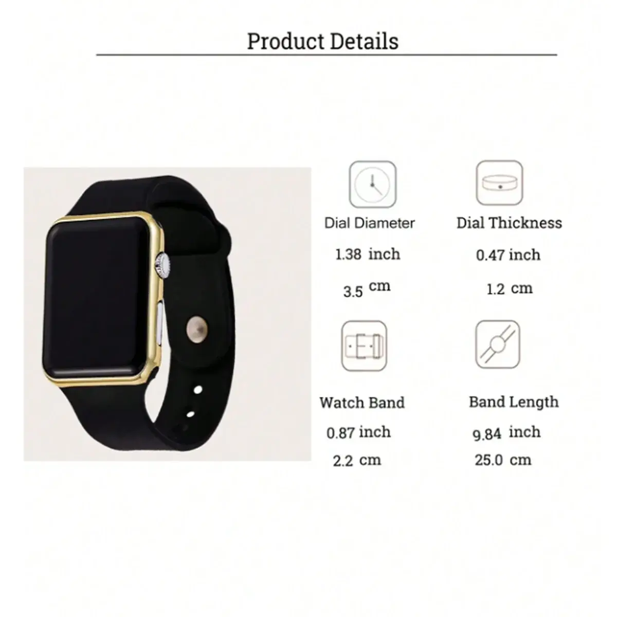 1pc Black Plastic Strap Fashionable Square Dial Electronic Watch upscaleclicks