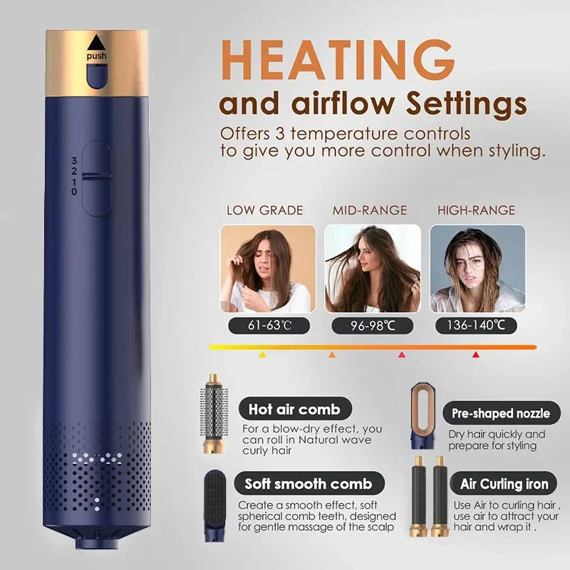 2024 New 5-in-1 Hair Dryer Hot Comb Set Professional Curling Iron Hair Straightener Styling Tool for Dyson Airwrap Hair Dryer Ho upscaleclicks