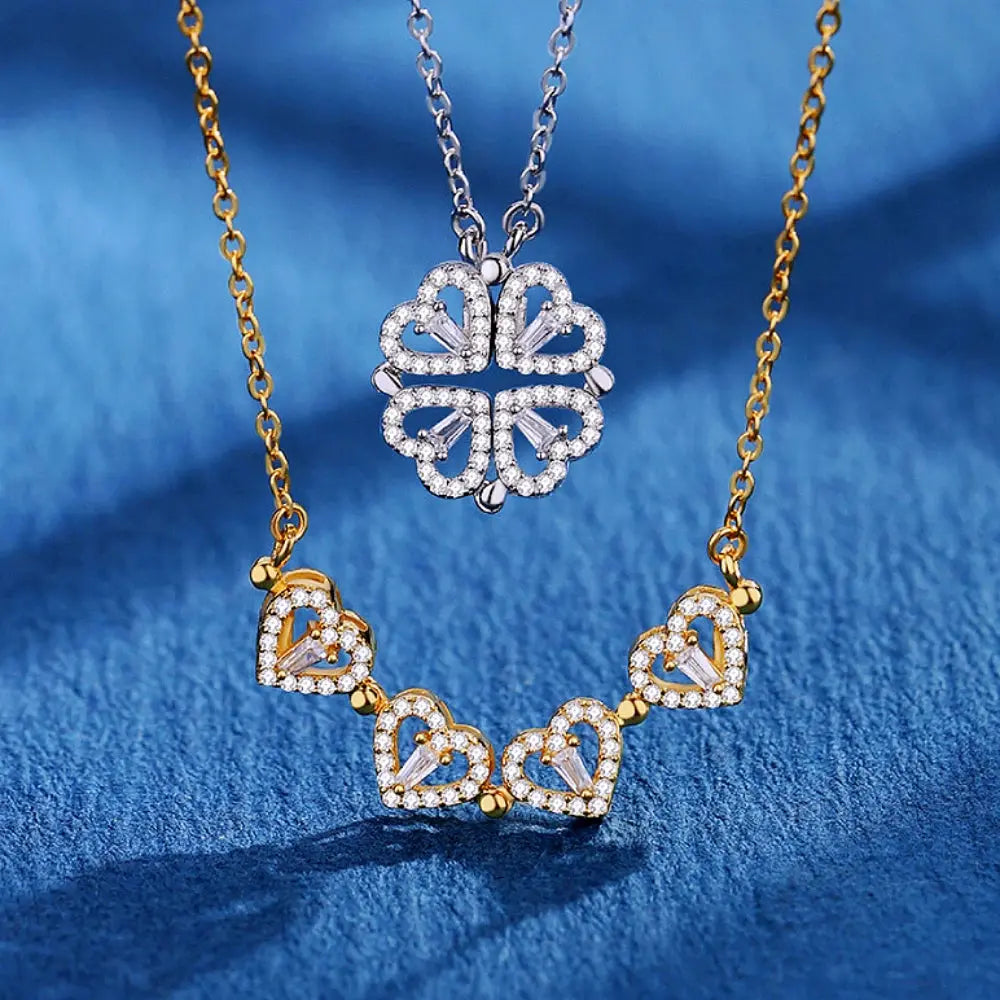 316L Stainless Steel Love Magnetic Pendant Necklace for Women Clover Necklace Heart Shaped Clover Necklace Pendant Jewelry Gift upscaleclicks
