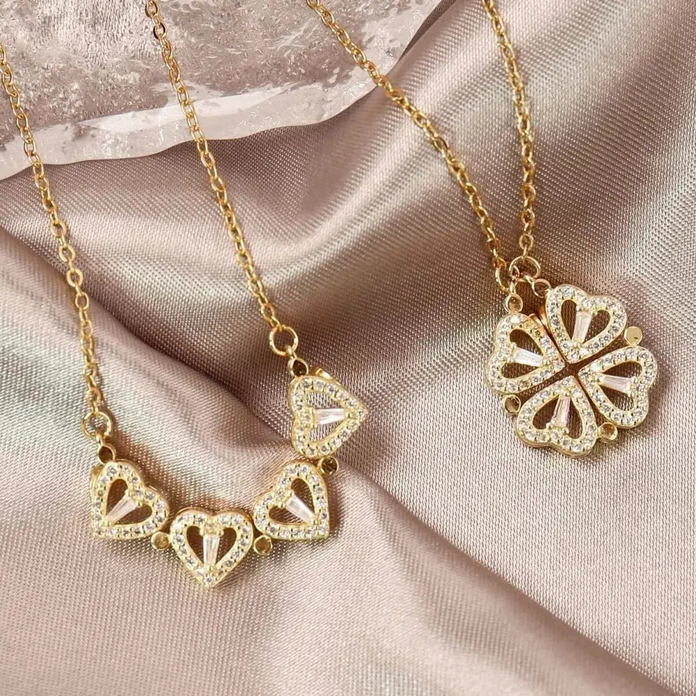 316L Stainless Steel Love Magnetic Pendant Necklace for Women Clover Necklace Heart Shaped Clover Necklace Pendant Jewelry Gift upscaleclicks