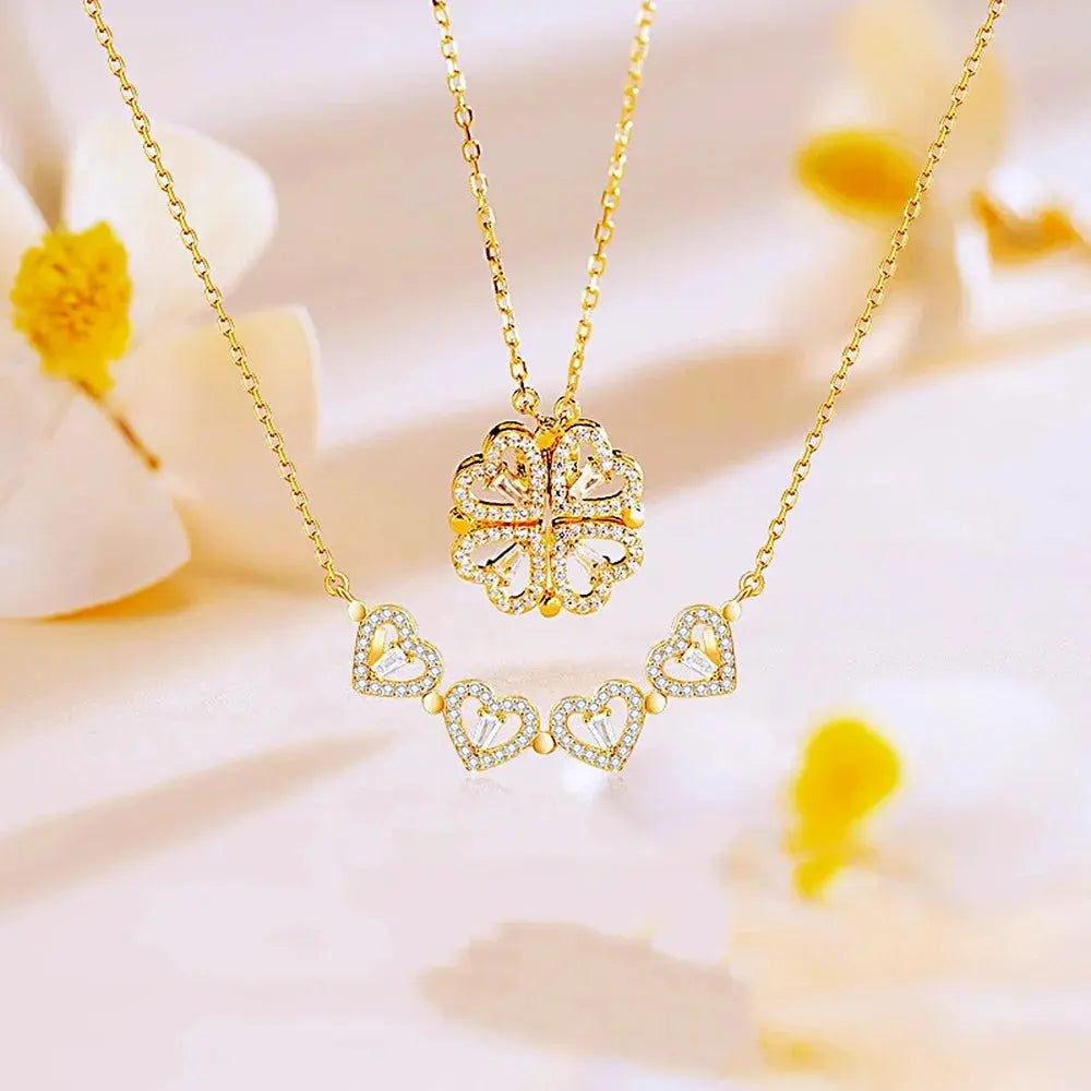 316L Stainless Steel Love Magnetic Pendant Necklace for Women Clover Necklace Heart Shaped Clover Necklace Pendant Jewelry Gift upscaleclicks