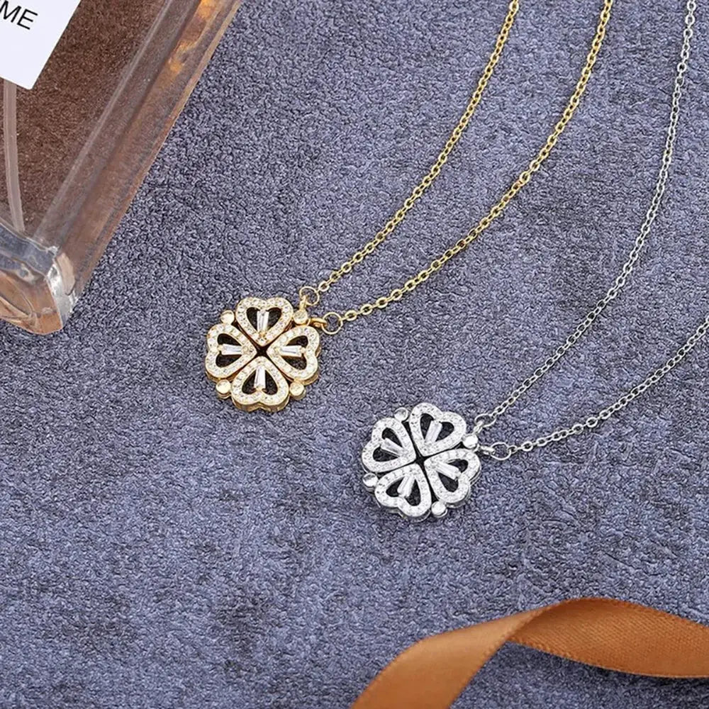 316L Stainless Steel Love Magnetic Pendant Necklace for Women Clover Necklace Heart Shaped Clover Necklace Pendant Jewelry Gift upscaleclicks