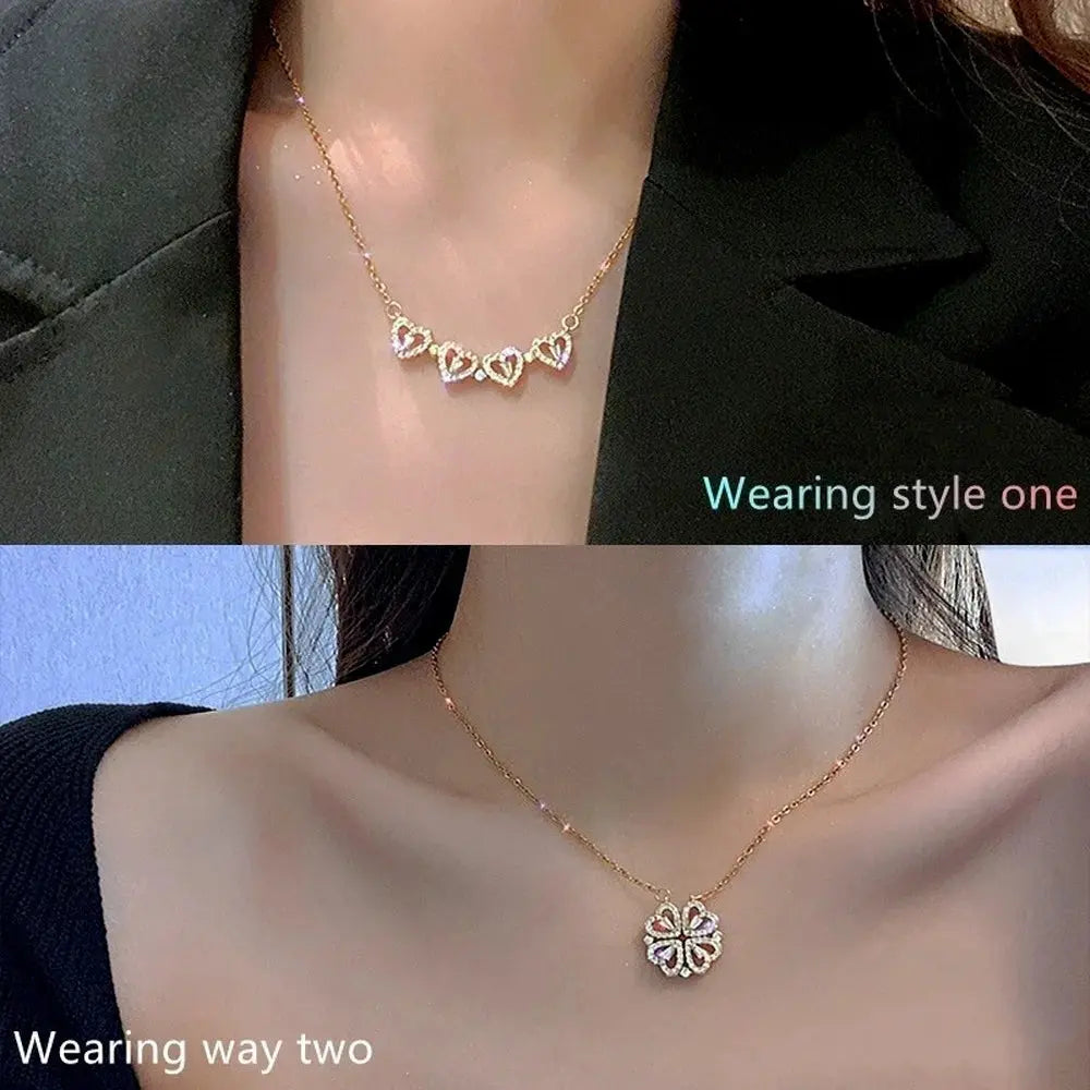 316L Stainless Steel Love Magnetic Pendant Necklace for Women Clover Necklace Heart Shaped Clover Necklace Pendant Jewelry Gift upscaleclicks