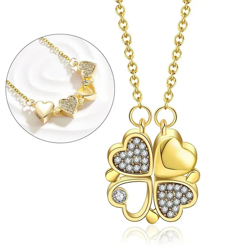 316L Stainless Steel Love Magnetic Pendant Necklace for Women Clover Necklace Heart Shaped Clover Necklace Pendant Jewelry Gift upscaleclicks