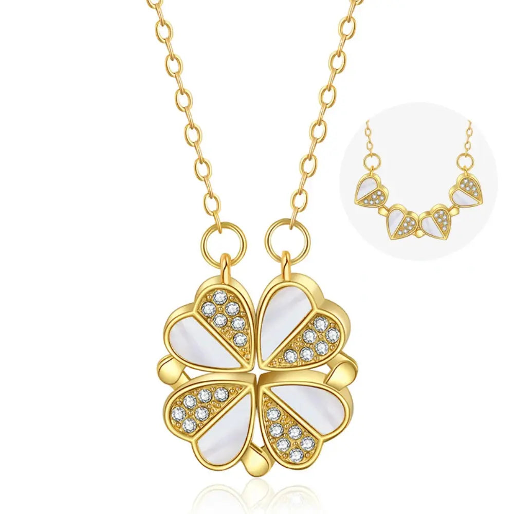 316L Stainless Steel Love Magnetic Pendant Necklace for Women Clover Necklace Heart Shaped Clover Necklace Pendant Jewelry Gift upscaleclicks