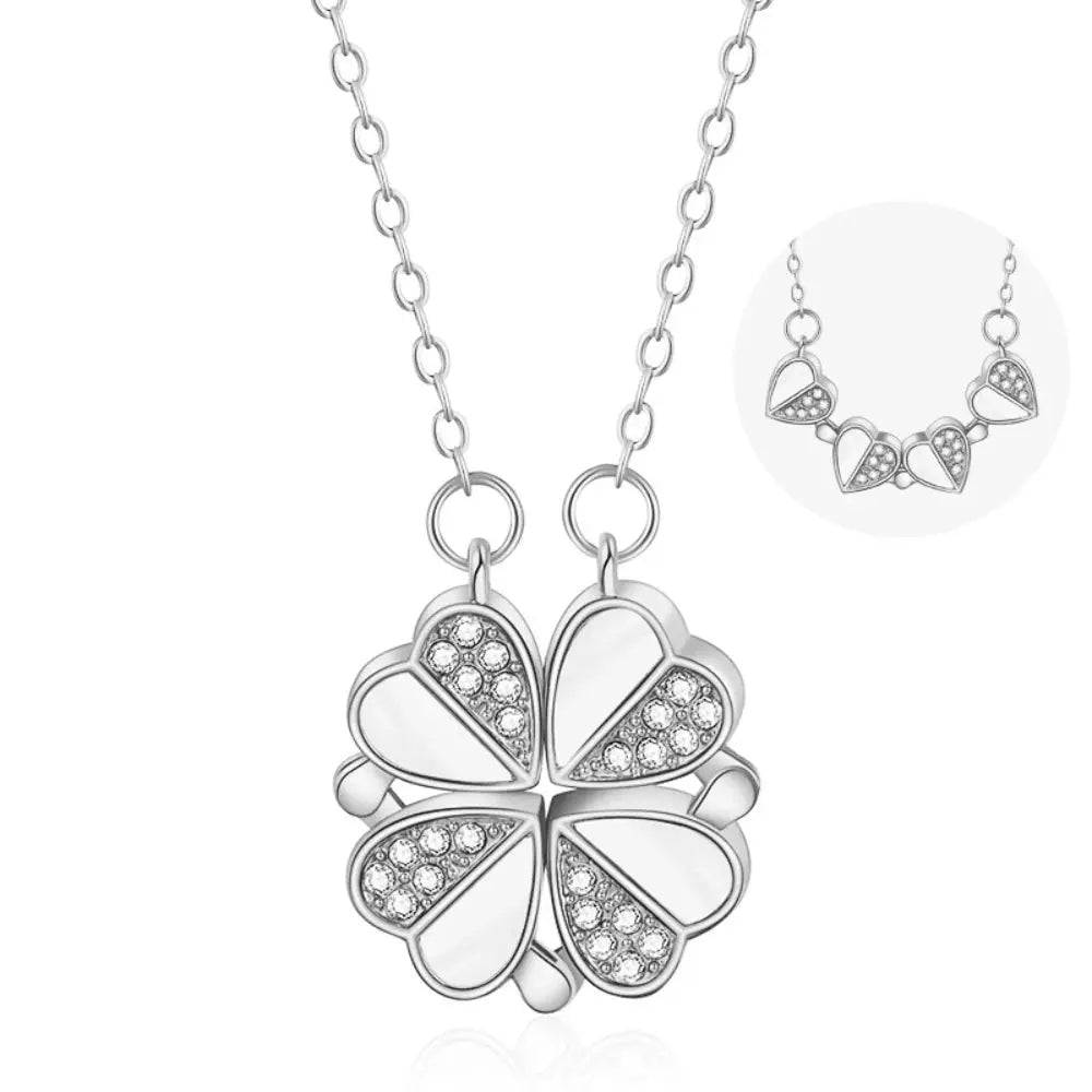 316L Stainless Steel Love Magnetic Pendant Necklace for Women Clover Necklace Heart Shaped Clover Necklace Pendant Jewelry Gift upscaleclicks