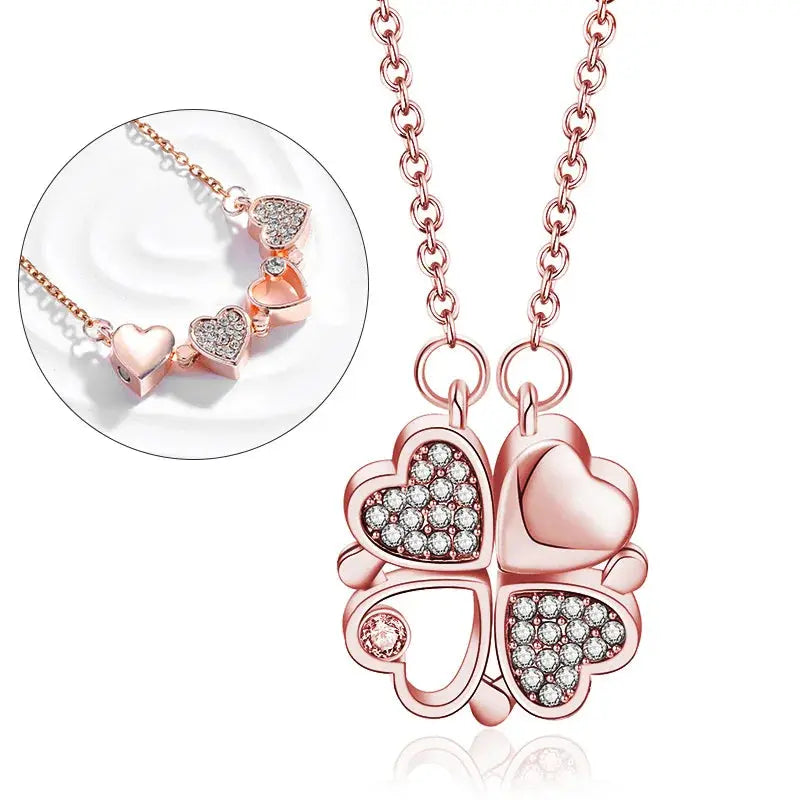 316L Stainless Steel Love Magnetic Pendant Necklace for Women Clover Necklace Heart Shaped Clover Necklace Pendant Jewelry Gift upscaleclicks