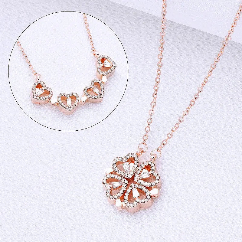 316L Stainless Steel Love Magnetic Pendant Necklace for Women Clover Necklace Heart Shaped Clover Necklace Pendant Jewelry Gift upscaleclicks