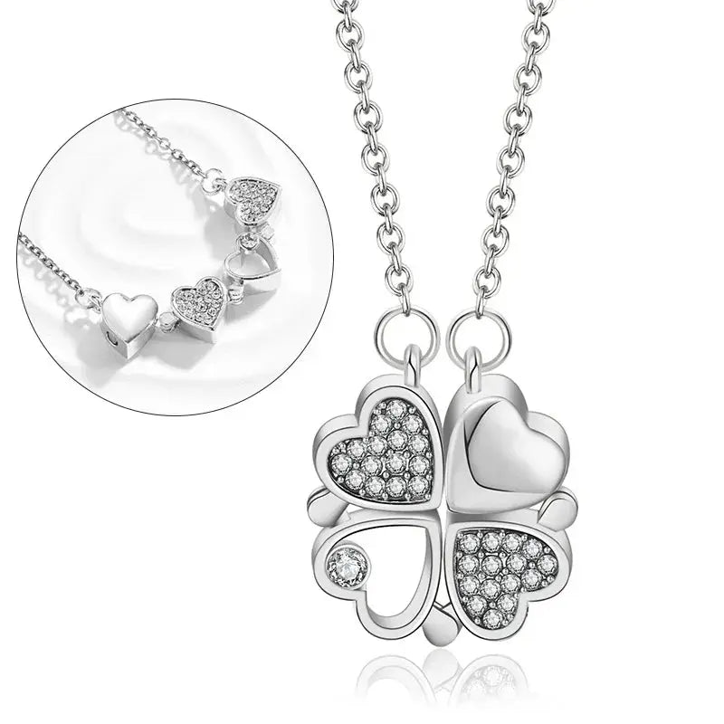 316L Stainless Steel Love Magnetic Pendant Necklace for Women Clover Necklace Heart Shaped Clover Necklace Pendant Jewelry Gift upscaleclicks