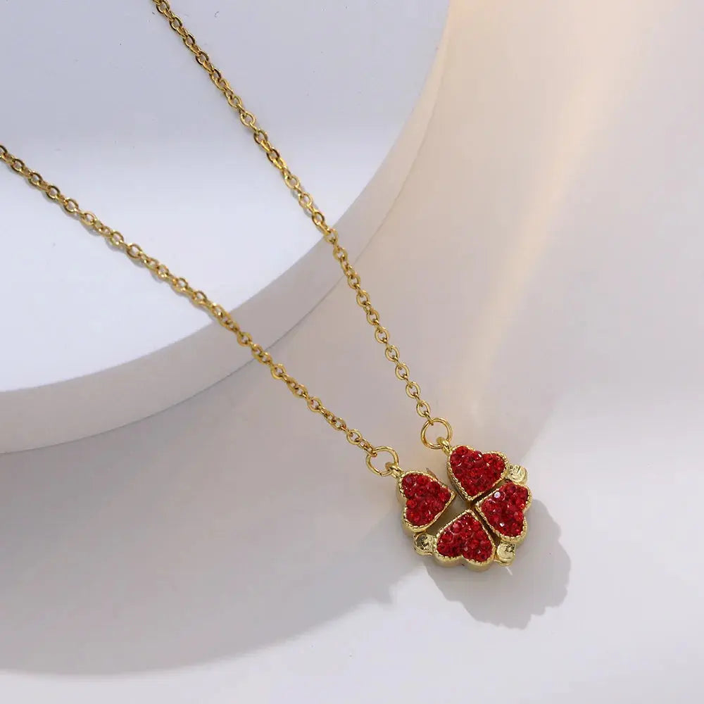 316L Stainless Steel Love Magnetic Pendant Necklace for Women Clover Necklace Heart Shaped Clover Necklace Pendant Jewelry Gift upscaleclicks