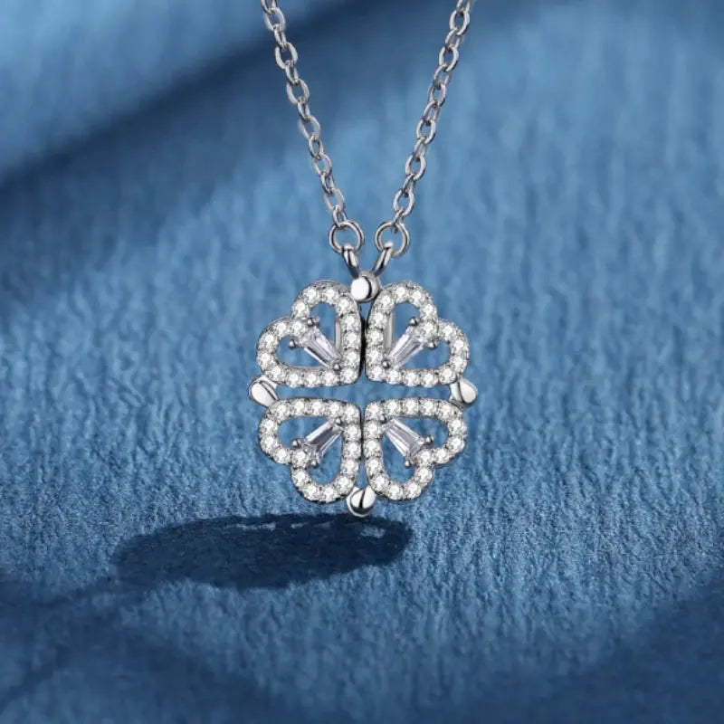 316L Stainless Steel Love Magnetic Pendant Necklace for Women Clover Necklace Heart Shaped Clover Necklace Pendant Jewelry Gift upscaleclicks