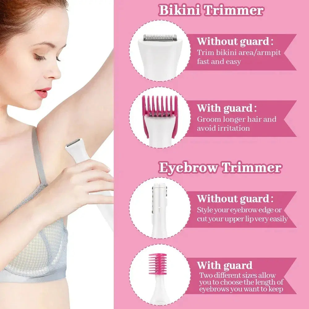 5 In 1 Body Hair Remover Epilator Electric Razor Clipper Shaver Trimmer Women Armpit Bikini Hair Leg Hair Pubic Hairs Trimmer upscaleclicks