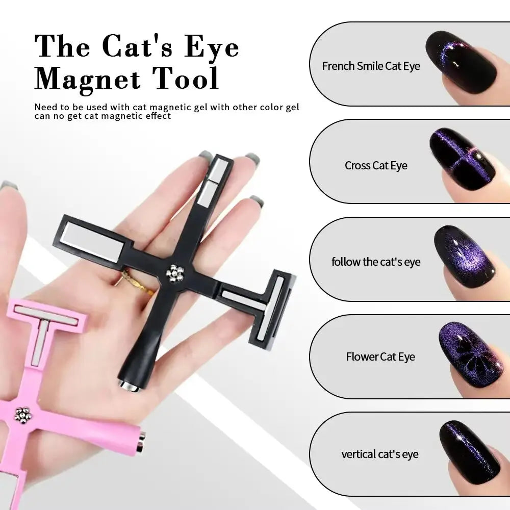 5 in 1 Multi Functional Nail Art Magnetic Stick with Sleeve Cat Magnet Board for Nail Gel Polish Line Strip Effect Nail Tools