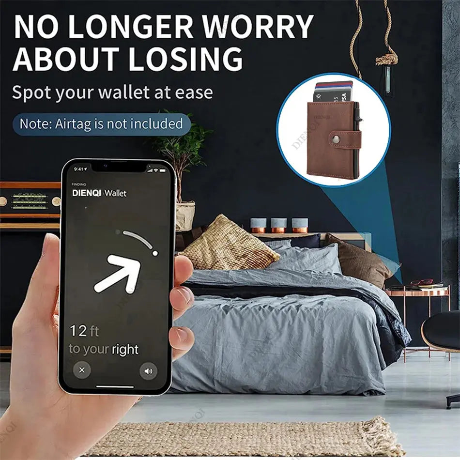 Airtag Wallet Rfid Pop Out Credit Card Holder Men Wallets Front Pocket Bifold Cardholder Case Short Male Purse for Air Tag upscaleclicks