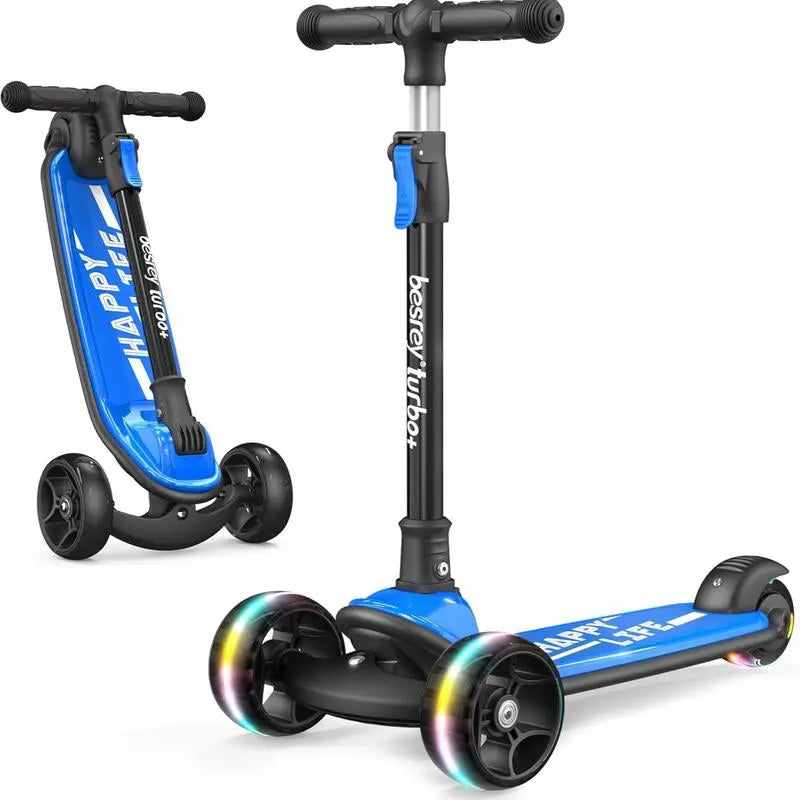 Besrey Scooter for Kid for 3-13 Years Old Adjustable Folding Kids Scooter with LED Lights Extra Wide Deck Suitable for Outdoor Toys Doona