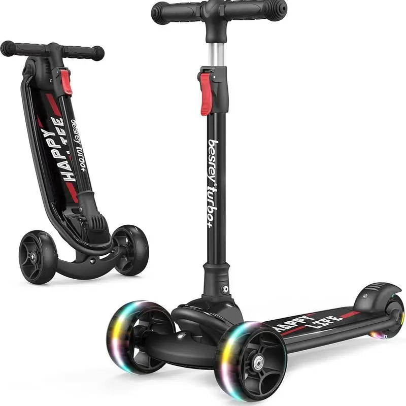 Besrey Scooter for Kid for 3-13 Years Old Adjustable Folding Kids Scooter with LED Lights Extra Wide Deck Suitable for Outdoor Toys Doona