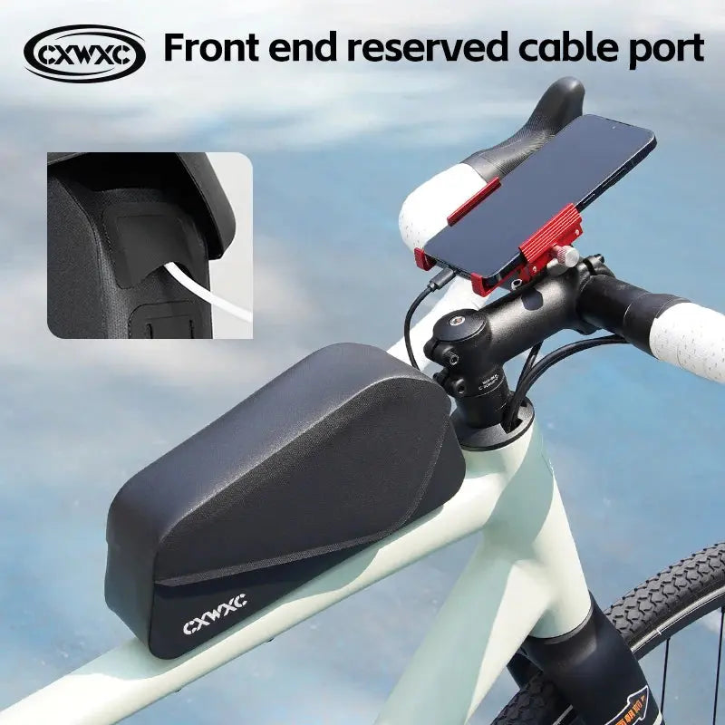 CXWXC Bike Top Tube Bag TPU Waterproof Cycling Front Bag Magnetic Lid Gravel Road Bike Top Frame Bag With Screws or Straps upscaleclicks