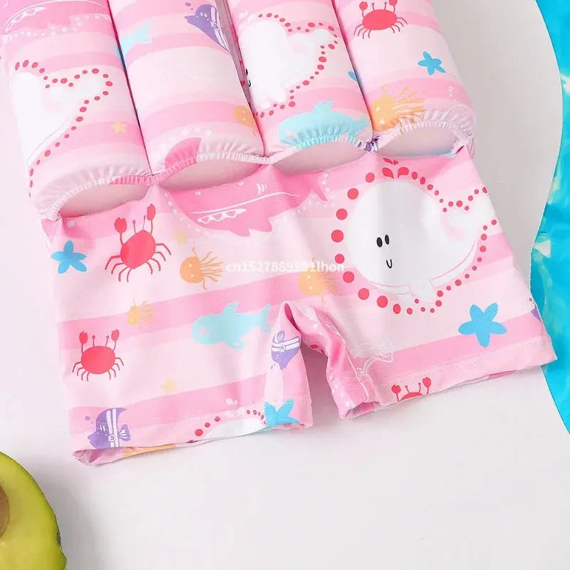 Children's Buoyancy Swimsuit One-piece Swimsuit for Kids Floating Rash Guards Cartoon Print Girls Boys Swimwear Swimming Clothes upscaleclicks