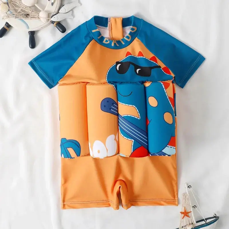 Children's Buoyancy Swimsuit One-piece Swimsuit for Kids Floating Rash Guards Cartoon Print Girls Boys Swimwear Swimming Clothes upscaleclicks