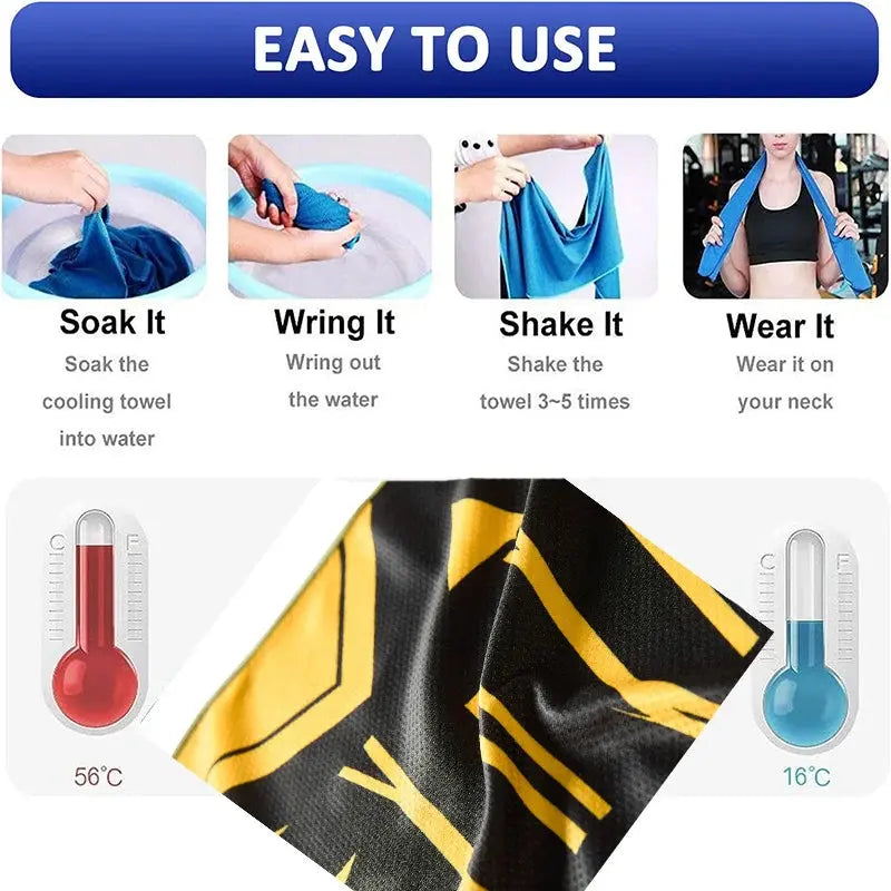 Cooling Towel Size 40"x12" Soft Breathable Chilly Towel Ice Towel for Yoga Sport Running Gym Workout Camping upscaleclicks