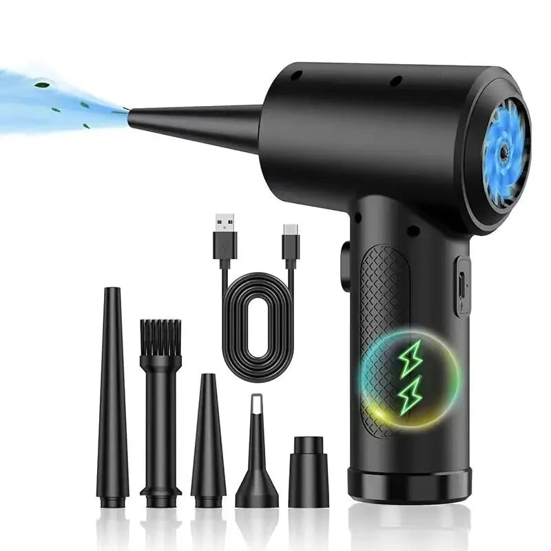 Cordless Air Duster, 5-in-1 High-Speed Blower for PC/Car/Home/Hair Cleaning with 3 Nozzles & 3000mAh Rechargeable Battery upscaleclicks
