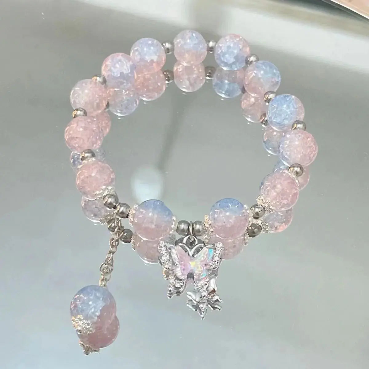 Fashion Simple Butterfly Chain Bead Bracelet for Women Fantasy Blue Crystal Beads Zircon Bracelet Party Aesthetic Egirl Jewelry upscaleclicks
