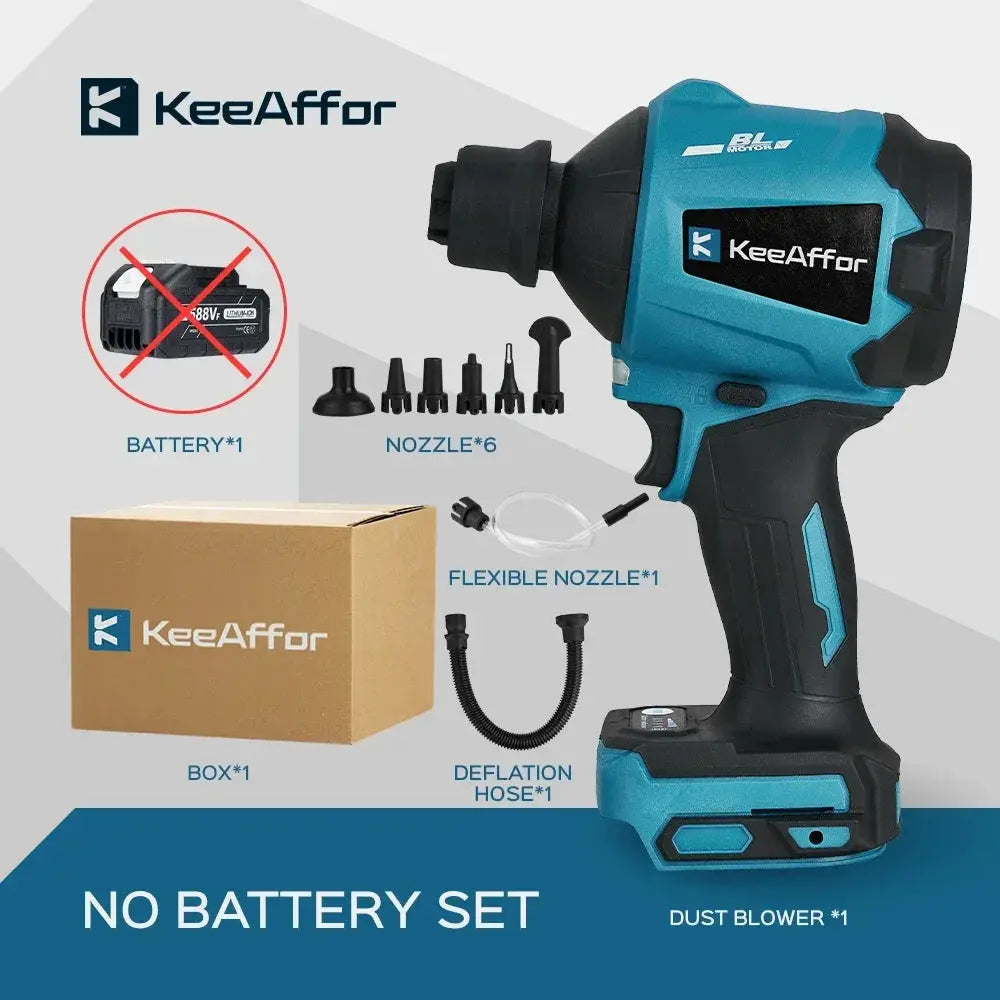 KEEAFFOR 1500W 80000RPM Brushless Blower Cordless Multifunction Inflator Vacuum Dust Cleanner Dust Blower For Makita 18v Battery upscaleclicks