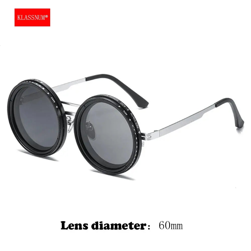 KLASSNUM Adjustable Sunglasses Men Nd Filter Glasses ND9 Speed Dimming Sun Glasses Round Polarized Fishing Driving Eyewear 2025 upscaleclicks