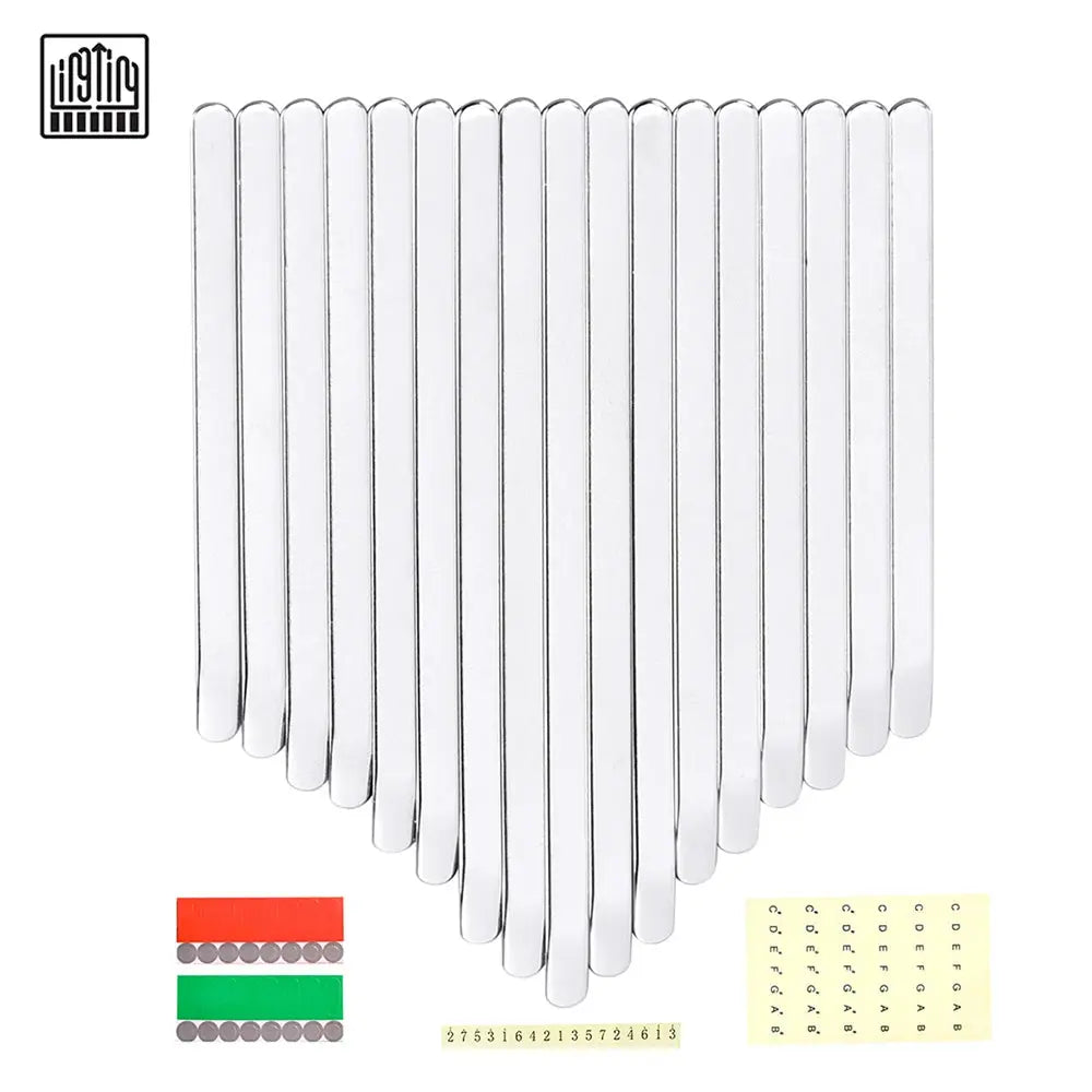 LINGTING 17 Keys Thumb Piano Keys Replacement Kit Manganese Steel with Stickers for 17 Key B/C Major upscaleclicks