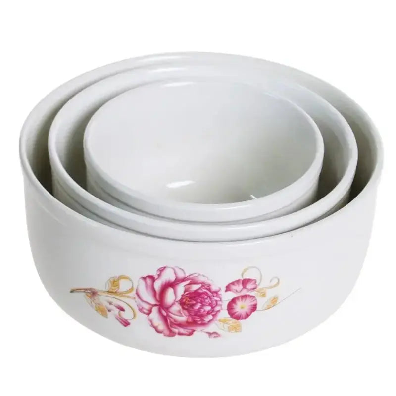Microwave heating bowl set Ceramic bowl with lid large fresh-keeping bowl Household sealed box Three-piece set with rice upscaleclicks