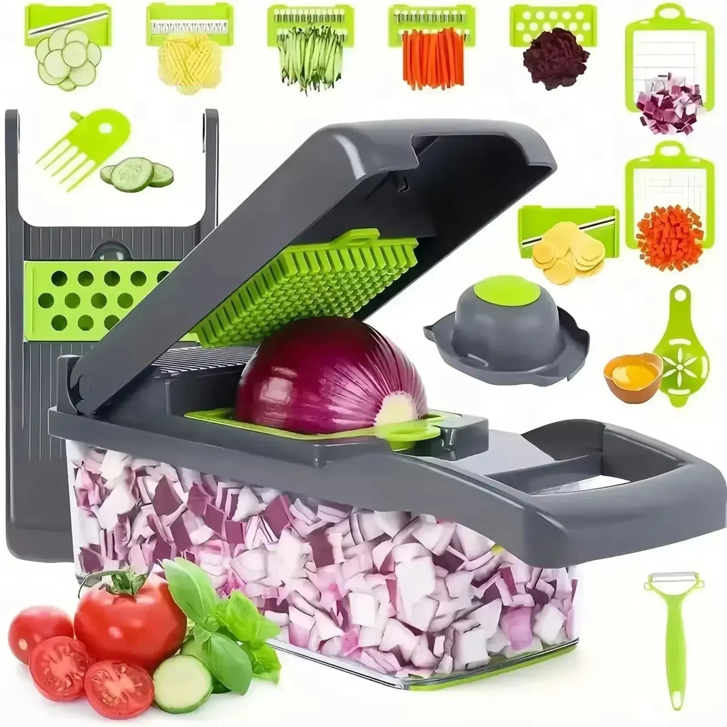 Multifunctional vegetable chopper 14/16 in one chopper handle food grate chopper kitchen vegetable slicer dicing machine cutting upscaleclicks