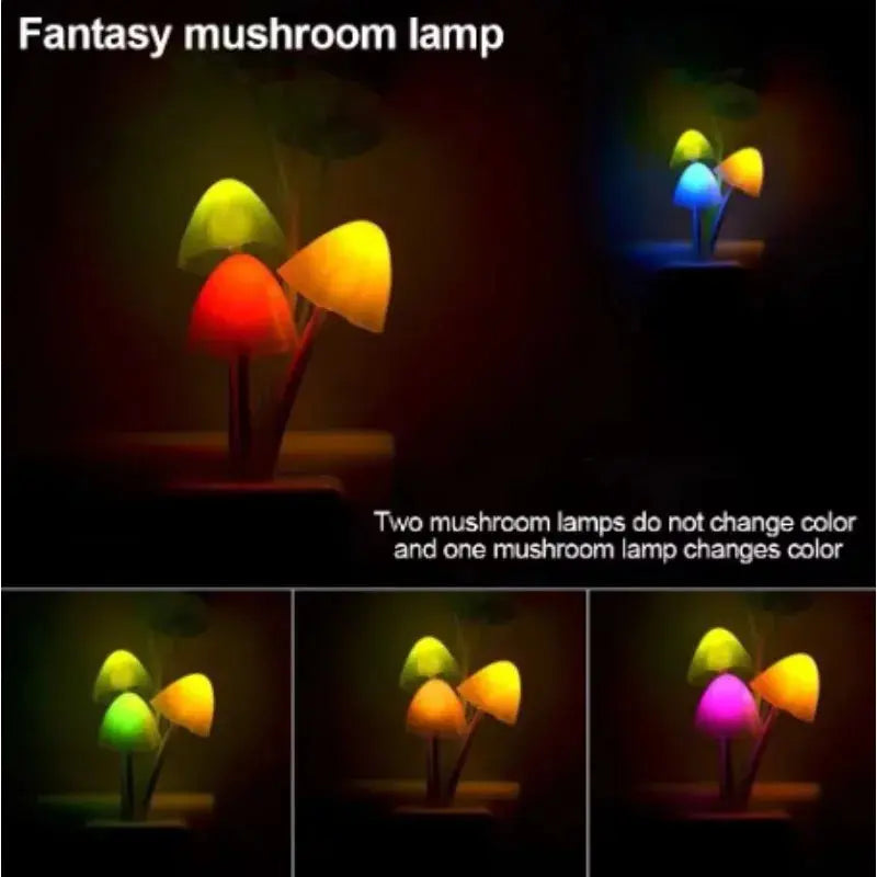 Novelty mushroom mushroom night light EU and United States plug light sensor 5V 3 LED colorful mushroom light LED night light upscaleclicks
