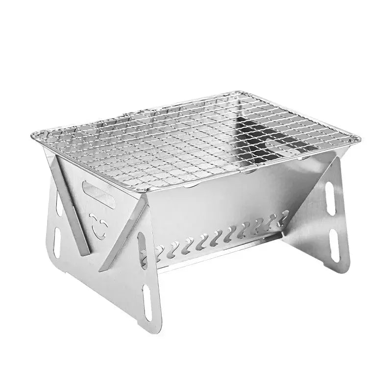 Outdoor Folding Barbecue Stove Stainless Steel Convenient Card Type Firewood Stove Mini Barbecue Rack Household Stove upscaleclicks