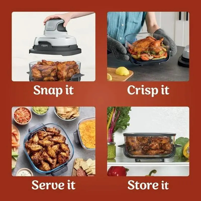 Portable Ninja Crispi 3-In-1 Cooking System with 4 QT Tempware Container, Lightweight Cooking Appliance, Efficient Kitchen Ninja Set