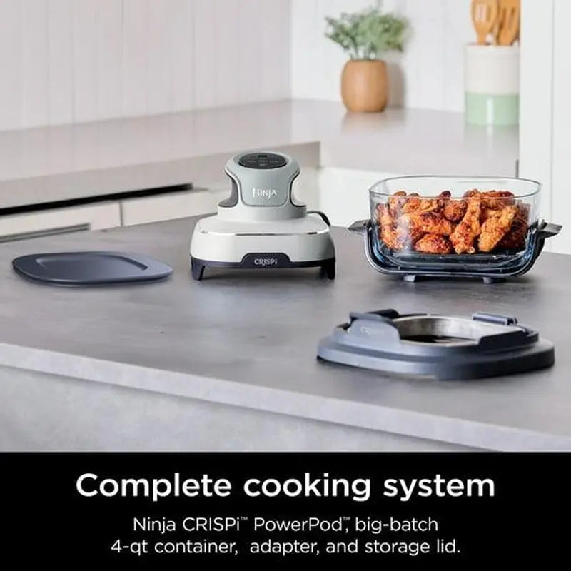 Portable Ninja Crispi 3-In-1 Cooking System with 4 QT Tempware Container, Lightweight Cooking Appliance, Efficient Kitchen Ninja Set