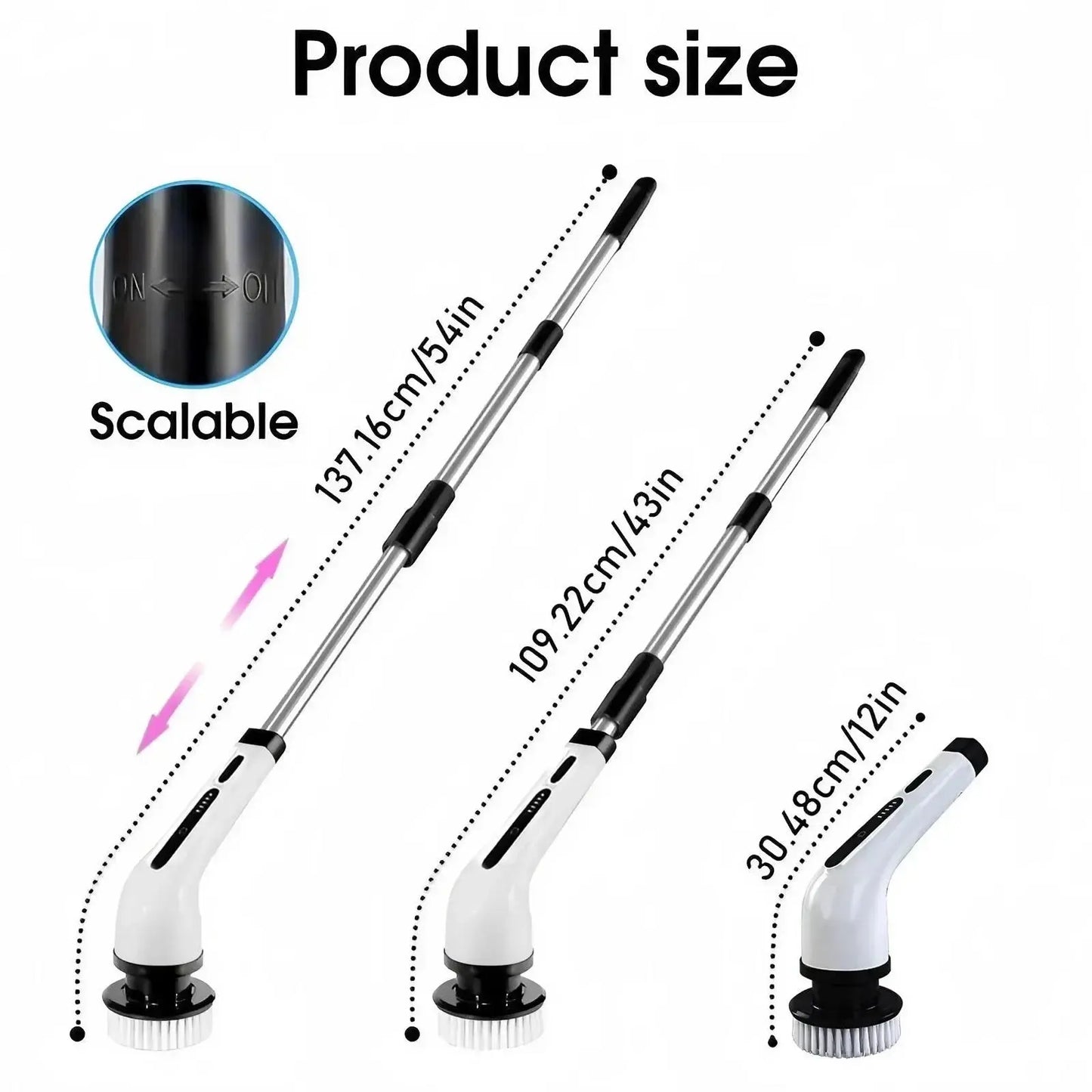 Rechargeable Electric Spin Scrubber with 9 Replacement Heads Adjustable Extension Rod and Gloves for Cleaning upscaleclicks