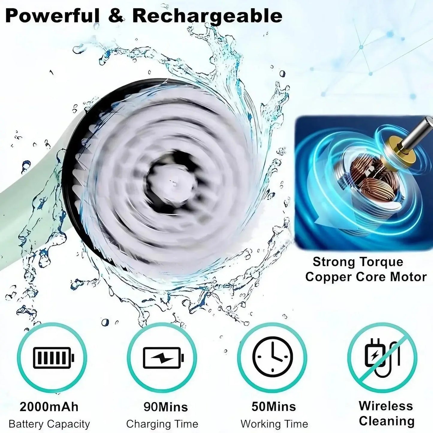 Rechargeable Electric Spin Scrubber with 9 Replacement Heads Adjustable Extension Rod and Gloves for Cleaning upscaleclicks