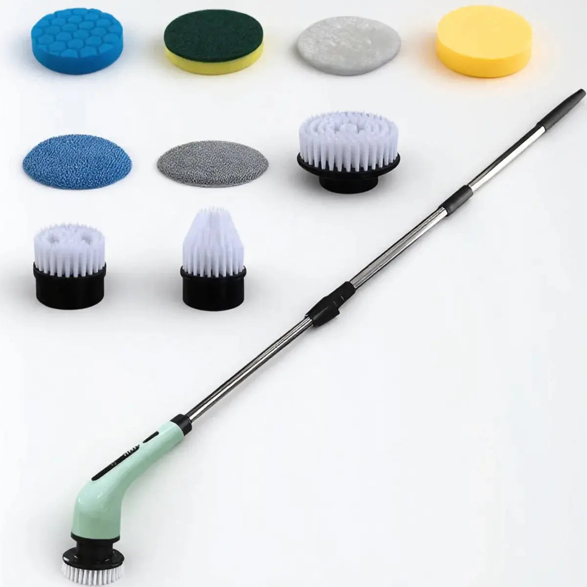 Rechargeable Electric Spin Scrubber with 9 Replacement Heads Adjustable Extension Rod and Gloves for Cleaning upscaleclicks