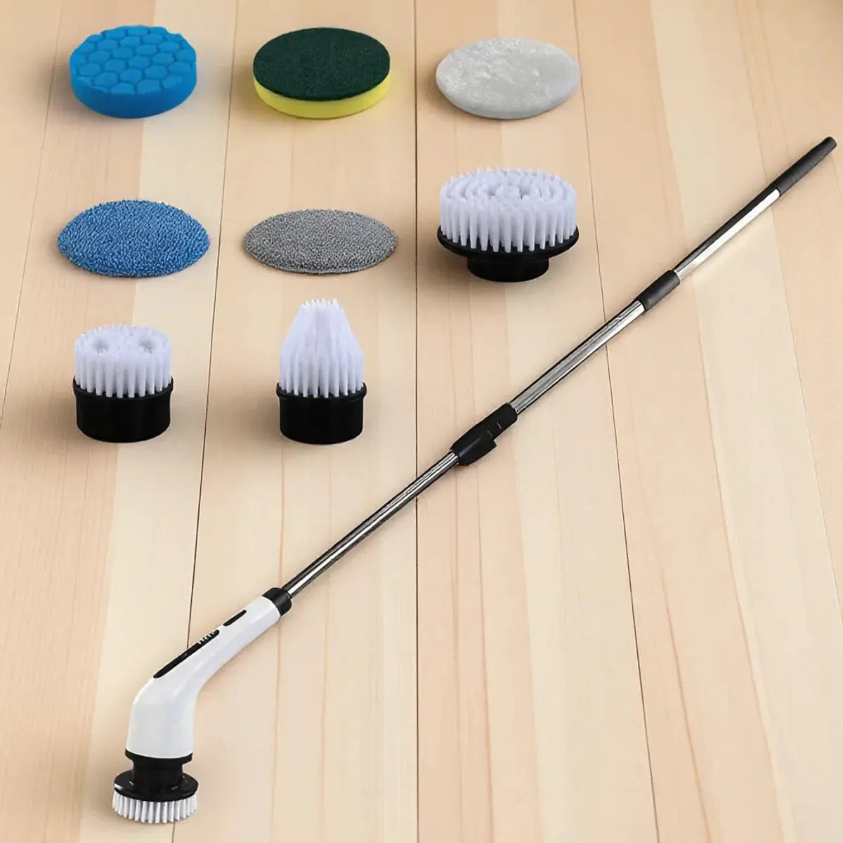 Rechargeable Electric Spin Scrubber with 9 Replacement Heads Adjustable Extension Rod and Gloves for Cleaning upscaleclicks