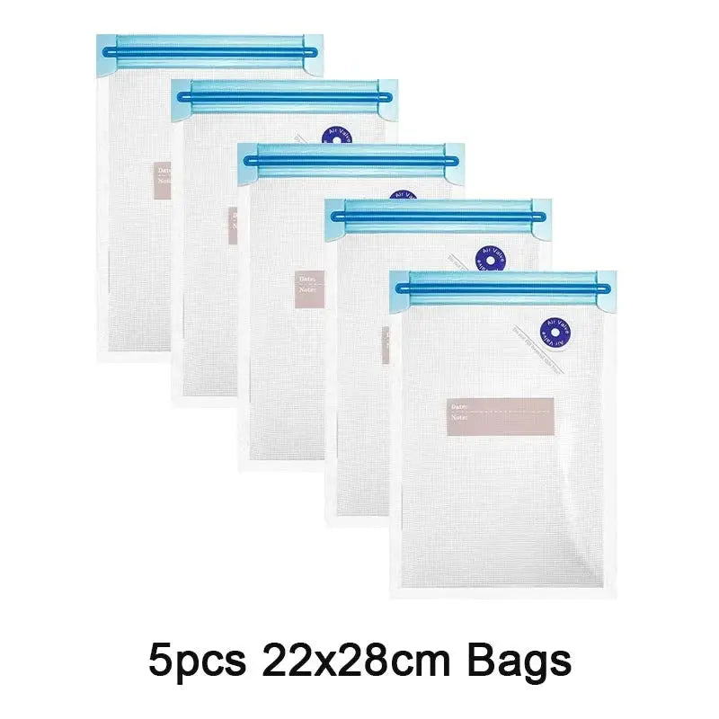Reusable Vacuum Food Storage Zipper Bags Set Electric Handheld Vacuum Sealer Pump Sous Vide Bags USB Rechargeable BPA Free upscaleclicks