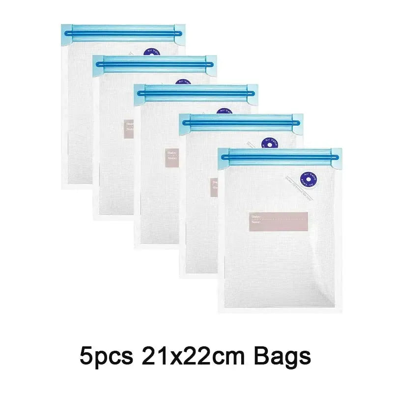 Reusable Vacuum Food Storage Zipper Bags Set Electric Handheld Vacuum Sealer Pump Sous Vide Bags USB Rechargeable BPA Free upscaleclicks