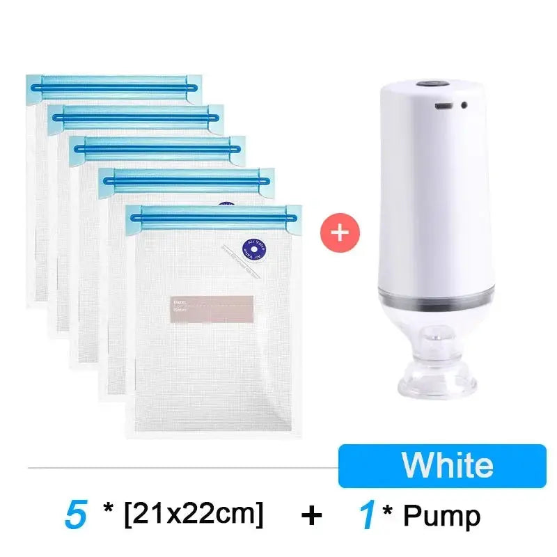 Reusable Vacuum Food Storage Zipper Bags Set Electric Handheld Vacuum Sealer Pump Sous Vide Bags USB Rechargeable BPA Free upscaleclicks