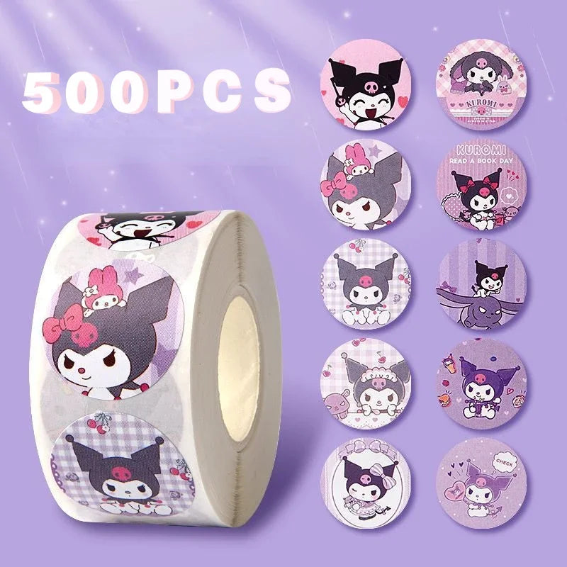 500 PCS Sanrio Hello Kitty Anime Cartoon Sticker Cute Kuromi My Melody Children's Diary Bonus Gift Closure Diary Booklet Gift