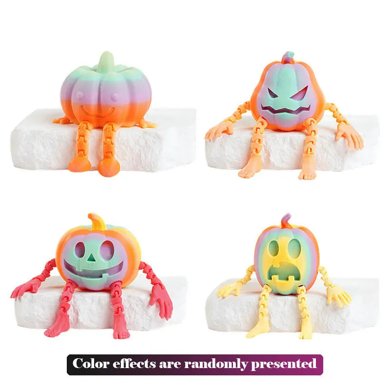 Fun 3D Printed Halloween Pumpkin Man Movable Joints Cute Creative Desk Decor Office Decoration Party Prop, Unique Gift