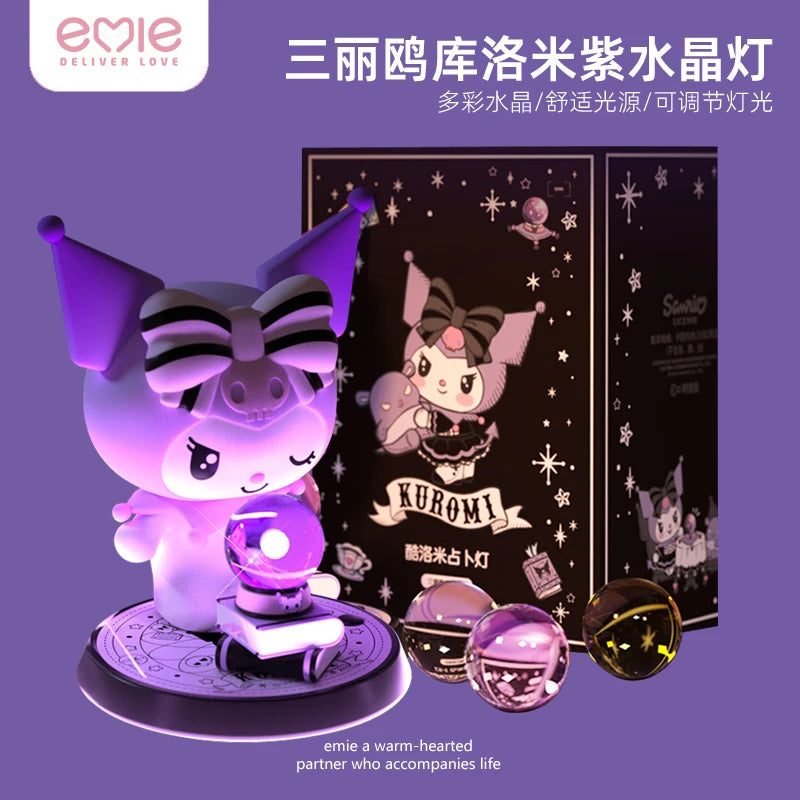 2025 New Sanrio Kuromi Purple Crystal Night Lamp Anime Kuromi Divination Series Night Lamp Desktop Ornaments Girls Birthday Gift