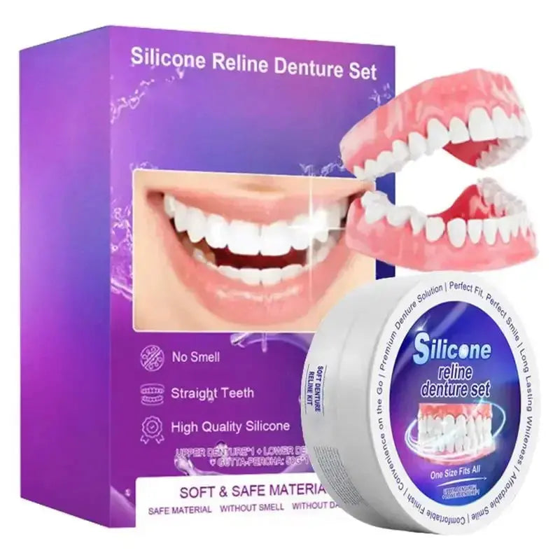 Silicone Denture Set Fit Temporary Orthodontic Teeth Dentures Fake Tooth Oral Hygiene Care Whitening Dentures Simulation Braces upscaleclicks