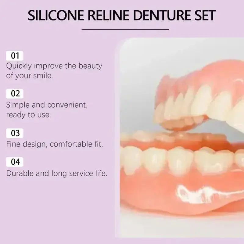 Silicone Denture Set Fit Temporary Orthodontic Teeth Dentures Fake Tooth Oral Hygiene Care Whitening Dentures Simulation Braces upscaleclicks