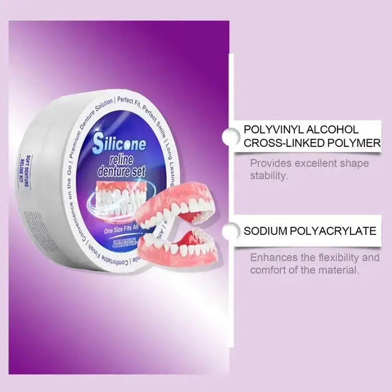 Silicone Denture Set Fit Temporary Orthodontic Teeth Dentures Fake Tooth Oral Hygiene Care Whitening Dentures Simulation Braces upscaleclicks