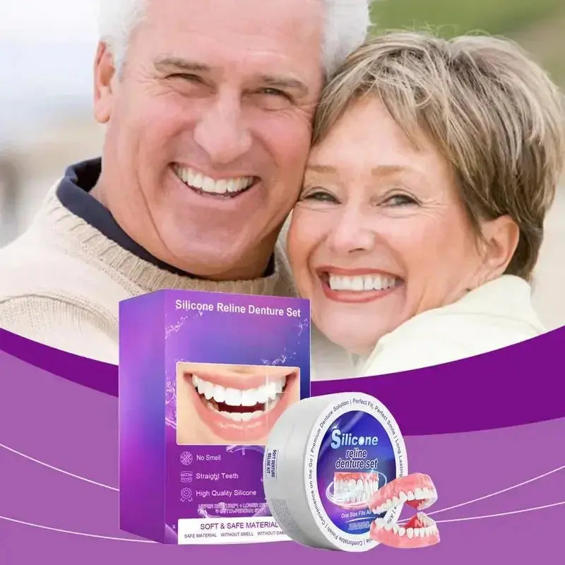 Silicone Denture Set Fit Temporary Orthodontic Teeth Dentures Fake Tooth Oral Hygiene Care Whitening Dentures Simulation Braces upscaleclicks